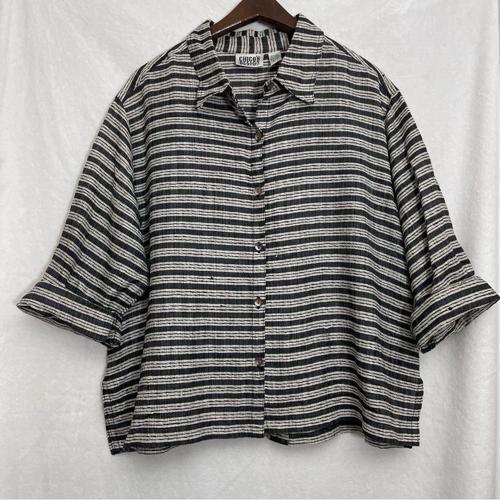 Chico’s Black and White/Grey Striped Women’s Top